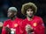 Manchester United midfielders Paul Pogba and Marouane Fellaini in action during the Europa League clash with Saint-Etienne at Old Trafford on February 16, 2017