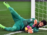 Alisson in action during the Coppa Italia game between Lazio and Roma on March 1, 2017