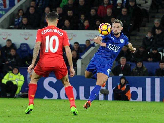 Danny Drinkwater scores Leicester City's second goal against Liverpool on February 27, 2017
