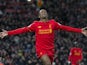 Georginio Wijnaldum celebrates scoring in the final throes of the Premier League game between Liverpool and Arsenal on March 4, 2017