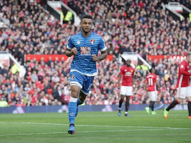 Joshua King celebrates scoring from the penalty spot during the Premier League game between Manchester United and Bournemouth on March 4, 2017