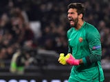 Alisson Becker of Roma during the Europa League match against Lyon on March 16, 2017