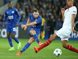 Leicester City's Danny Drinkwater takes a shot against Sevilla on March 14, 2017
