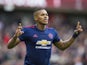 Antonio Valencia celebrates scoring during the Premier League game between Middlesbrough and Manchester United on March 19, 2017