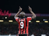 Benik Afobe celebrates scoring during the Premier League game between Bournemouth and Swansea City on March 18, 2017