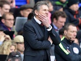 Claude Puel watches on during the Premier League game between Tottenham Hotspur and Southampton on March 19, 2017