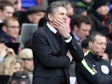 Claude Puel watches on during the Premier League game between Tottenham Hotspur and Southampton on March 19, 2017