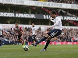 Dele Alli scores from the spot during the Premier League game between Tottenham Hotspur and Southampton on March 19, 2017
