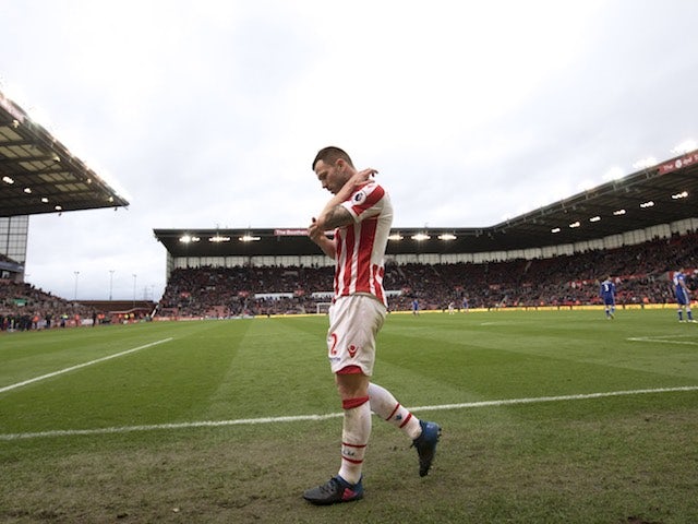 Phil Bardsley sees red during the Premier League game between Stoke City and Chelsea on March 18, 2017