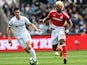 Middlesbrough winger Adama Traore runs with the ball during his side's Premier League clash with Swansea City at the Liberty Stadium on April 2, 2017