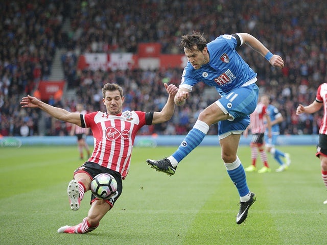 Cedric Soares of Southampton and Charlie Daniels of Bournemouth on April 1, 2017