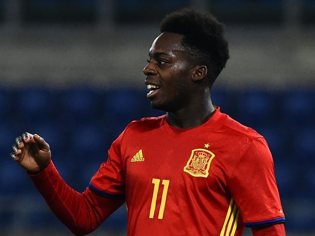 Inaki Williams in action for Spain Under-21s against Italy Under-21s on March 27, 2017