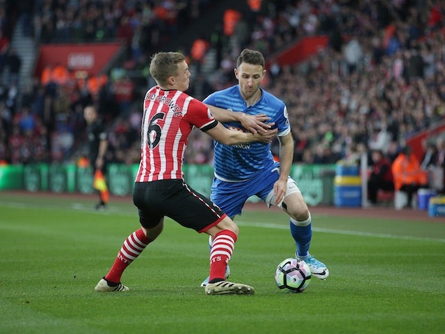James Ward-Prowse and Marc Pugh in action during the Premier League game between Southampton and Bournemouth on April 1, 2017