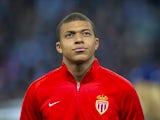 AS Monaco's Kylian Mbappe lines up ahead of the Champions League game against Manchester City on February 21, 2017
