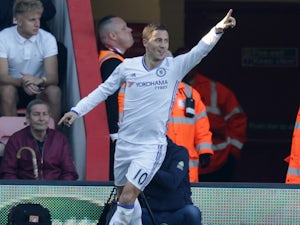 Eden Hazard celebrates scoring during the Premier League game between Bournemouth and Chelsea on April 8, 2017