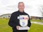 Wolves manager the mighty Paul Lambert poses with his well-deserved Championship manager of the month award for March 2017