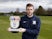 Preston attacker Tom Barkhuizen poses with his Championship player of the month award for March 2017