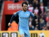 David Silva in action during the Premier League game between Southampton and Manchester City on April 15, 2017`
