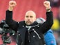 Pep Guardiola celebrates after the Premier League game between Southampton and Manchester City on April 15, 2017`