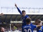 Ross Barkley celebrates with supporters during the Premier League game between Everton and Burnley on April 15, 2017