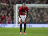 Ashley Young of Manchester United reacts to being injured during the game against Everton on April 4, 2017