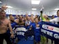 Brighton & Hove Albion players celebrate promotion to the Premier League on April 17, 2017