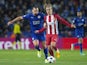 Leicester City's Danny Drinkwater and Atletico Madrid's Antoine Griezmann in action during the Champions League match on April 18, 2017