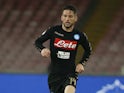 Dries Mertens in action during the Serie A game between Napoli and Udinese on April 15, 2017
