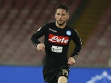 Dries Mertens in action during the Serie A game between Napoli and Udinese on April 15, 2017