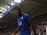 Wes Morgan of Leicester City is substituted for injury during the Champions League match against Atletico Madrid on April 18, 2017