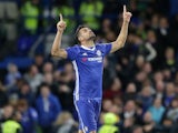 Diego Costa celebrates scoring during the Premier League game between Chelsea and Southampton on April 25, 2017
