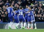 Eden Hazard celebrates with teammates after scoring during the Premier League game between Chelsea and Southampton on April 25, 2017