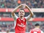 Arsenal midfielder Granit Xhaka celebrates after opening the scoring during his side's Premier League clash with Manchester United at the Emirates Stadium on May 7, 2017