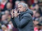 A maniacal Jose Mourinho tries to figure out how many matches his side have drawn at Old Trafford this season during the Premier League clash with Arsenal on May 7, 2017