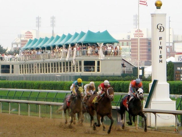The finish line at the Kentucky Derby on May 5, 2007