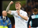 Alfie Mawson is happy during the Premier League game between Swansea City and Everton on May 6, 2017