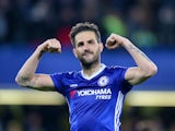 Cesc Fabregas celebrates after the Premier League game between Chelsea and Middlesbrough on May 8, 2017