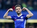 Cesc Fabregas celebrates after the Premier League game between Chelsea and Middlesbrough on May 8, 2017