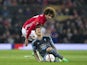 Pablo Hernandez reacts to a challenge by Marouane Fellaini during the Europa League match between Manchester United and Celta Vigo on May 11, 2017