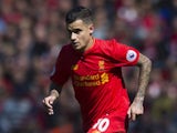 Philippe Coutinho in action during the Premier League game between Liverpool and Southampton on May 7, 2017