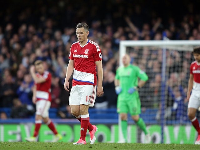 Stewart Downing looking downbeat during the Premier League game between Chelsea and Middlesbrough on May 8, 2017