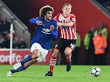 Manchester United's Marouane Fellaini and Southampton's James Ward-Prowse during the Premier League match on May 17, 2017