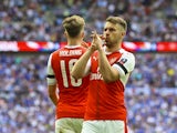 Arsenal's Aaron Ramsey celebrates scoring during the FA Cup final against Chelsea on May 27, 2017