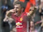 Josh Harrop celebrates scoring during the Premier League game between Manchester United and Crystal Palace on May 21, 2017