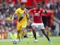 Patrick van Aanholt and Timothy Fosu-Mensah in action during the Premier League game between Manchester United and Crystal Palace on May 21, 2017