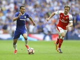 Chelsea's Pedro on the attack against Arsenal in the FA Cup final on May 27, 2017