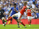 Arsenal's Per Mertesacker and Chelsea's Diego Costa during the FA Cup final on May 27, 2017