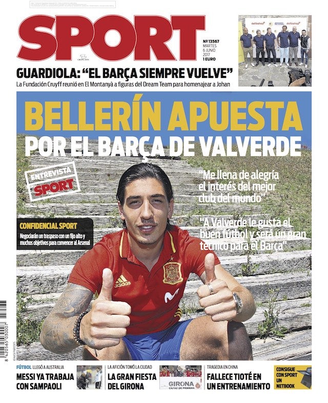 Clearer image of Hector Bellerin on the cover of Sport for June 6, 2017