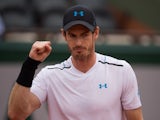 Andy Murray celebrates during his match against Juan Martin del Potro at the French Open in June 3, 2017