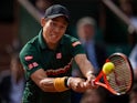 Kei Nishikori in action against Andy Murray at the French Open on June 7, 2017